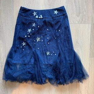 Elegant Navy Blue Starry Tulle Skirt - Size XS